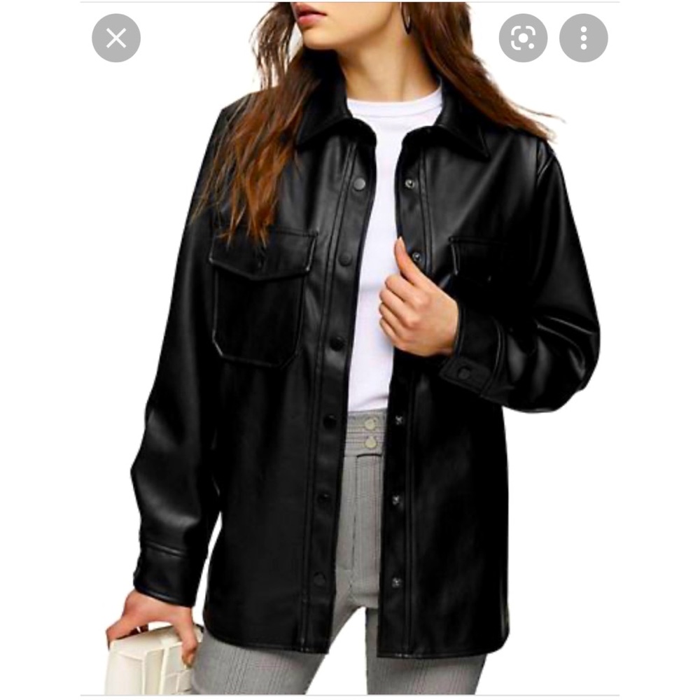 Topshop Faux leather shirt jacket